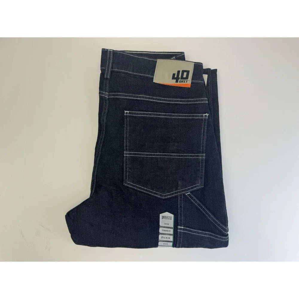 Duluth Trading Mens 40 Grit Flex Relaxed Fit Jeans Blue denim Size 32x34 NWT
